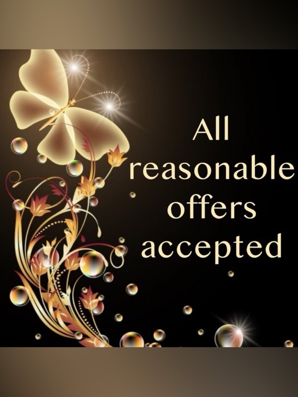 Gold Butterfly Floral Graphic with Text - Black Background